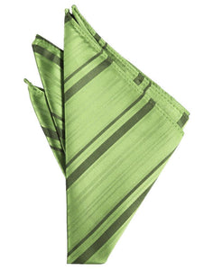 Cardi Sage Striped Satin Pocket Square