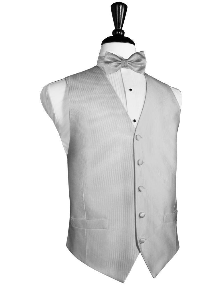 Silver Faille Silk Tuxedo Vest –